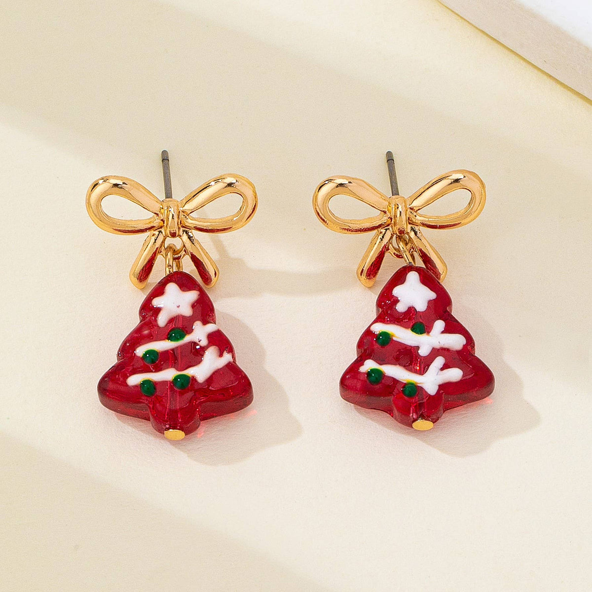 Christmas Tree Bow Drop Earrings