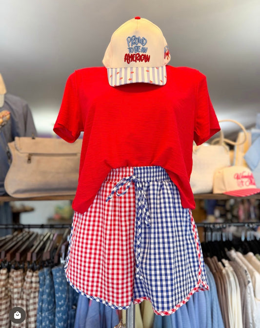 Gingham Colorblock Shorts