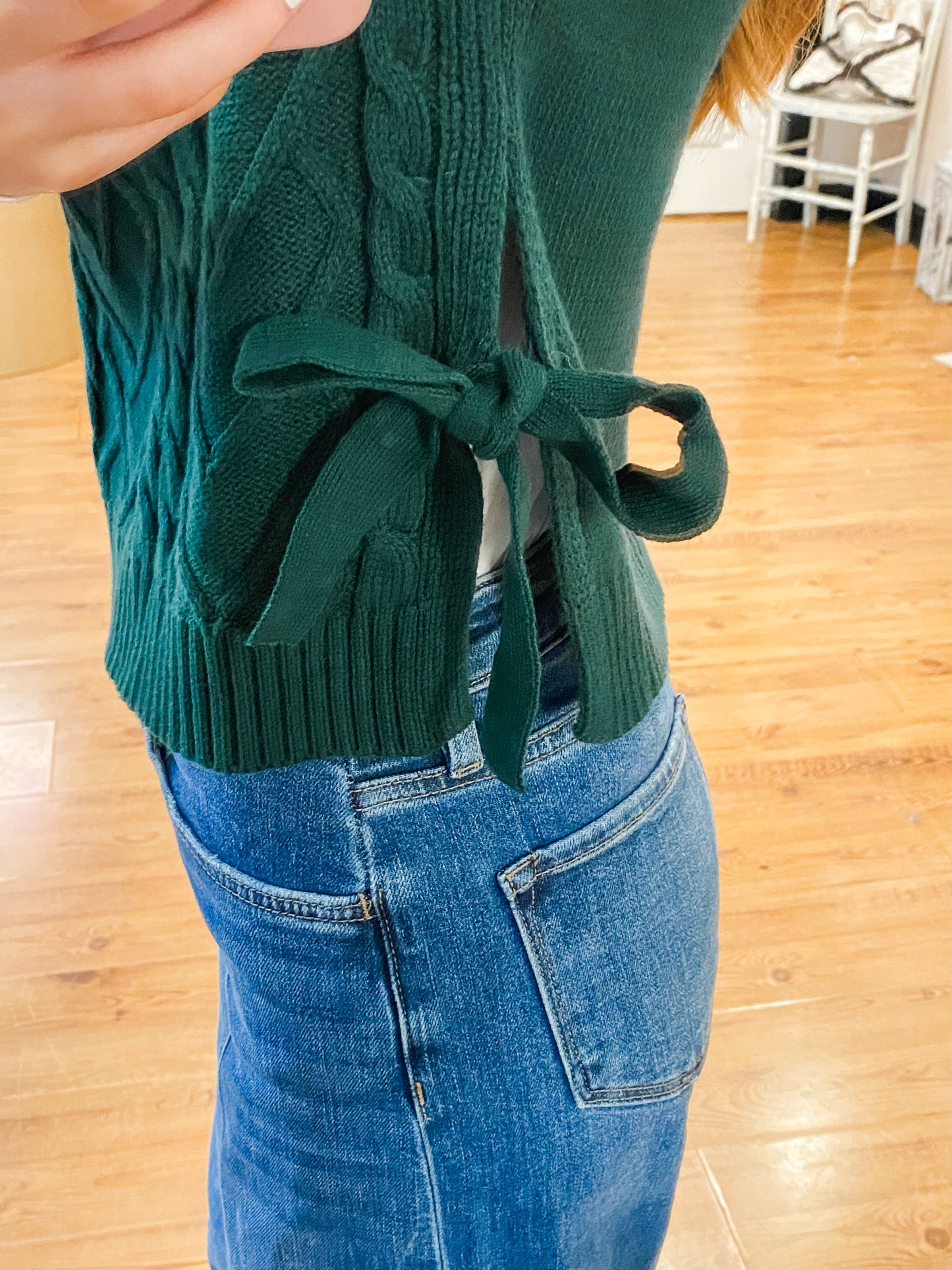 Cable Knit Side Tie Sweater Vest
