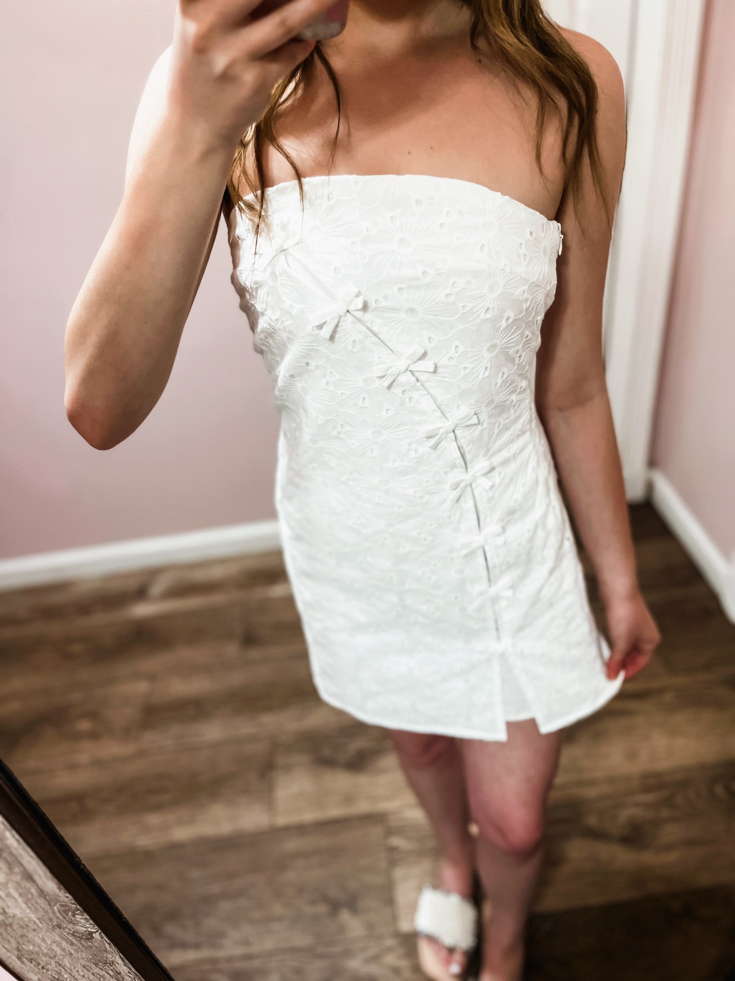 Stay Sweet Eyelet Bow Detail Dress