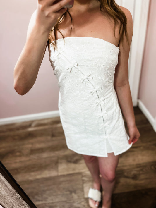 Stay Sweet Eyelet Bow Detail Dress