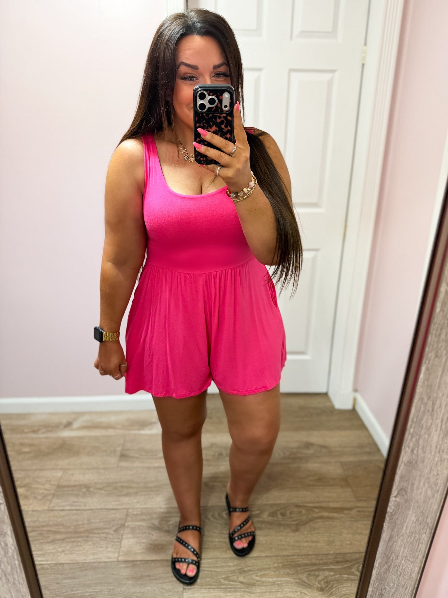 Always Around Romper, Hot Pink