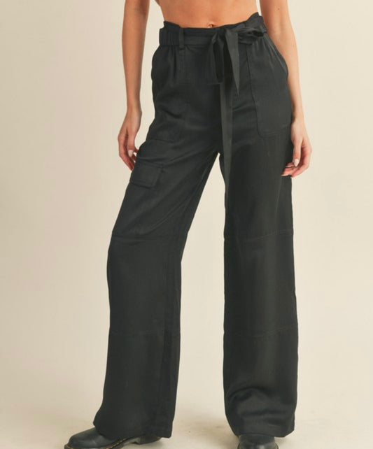 Satin Cargo Pants