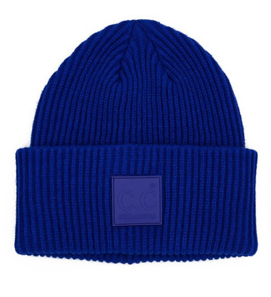 C.C Ribbed Rubber Patch Beanie