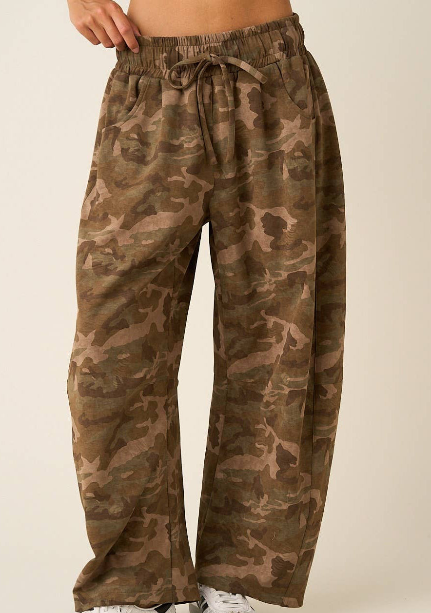 Camo Barrel Leg Pants