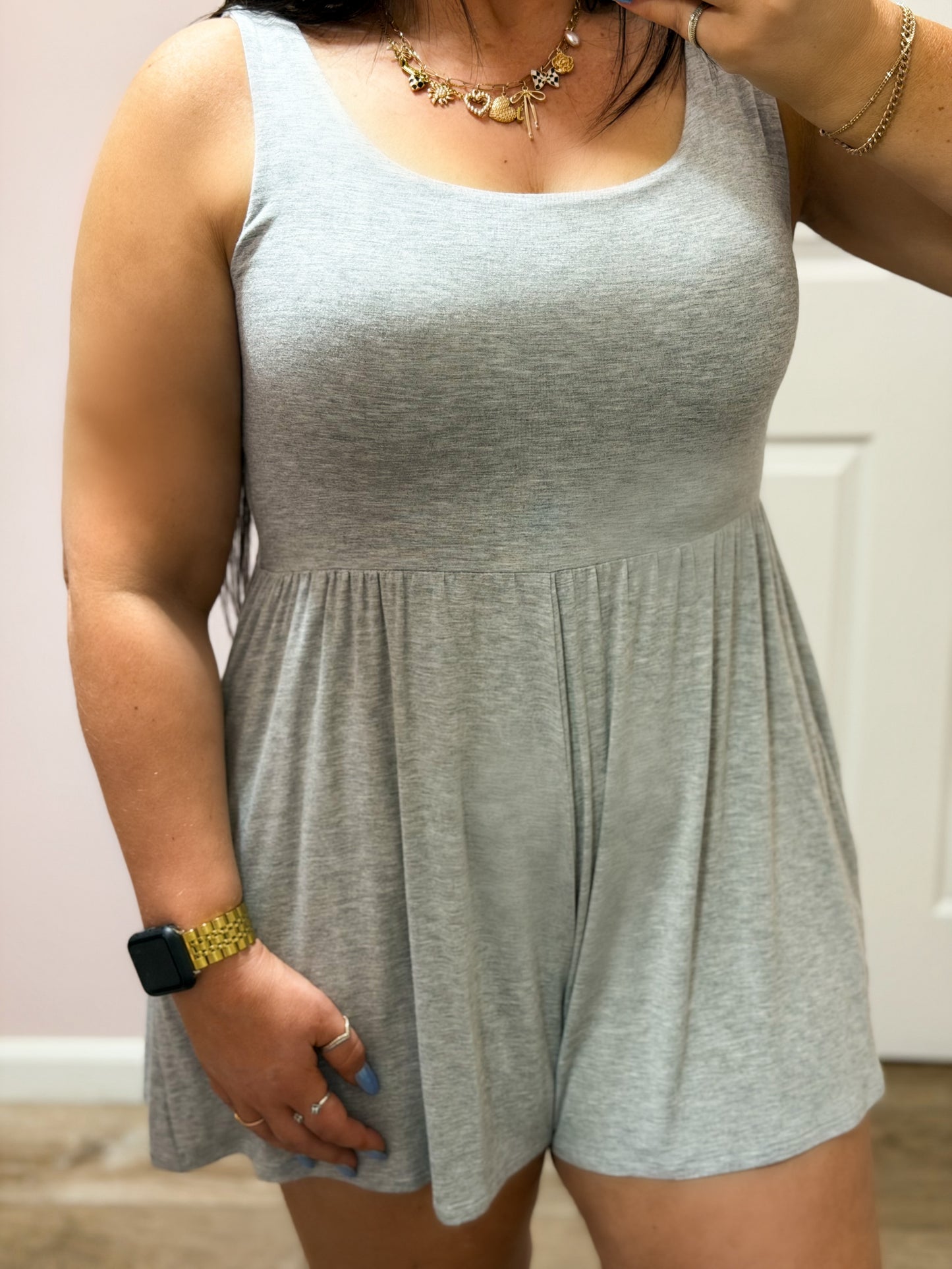 Always Around Romper, Gray