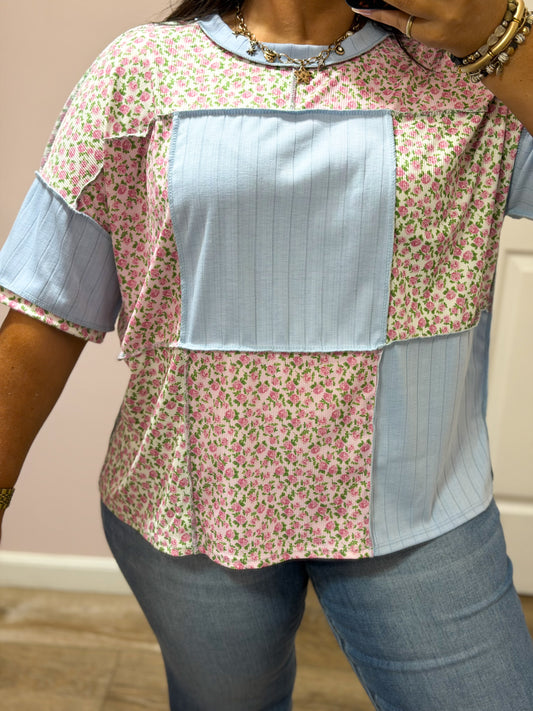 Summer Contrast Patchwork Top