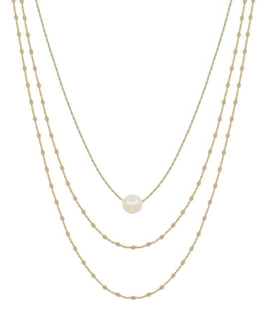 Pearl Accent 3 Layer Necklace