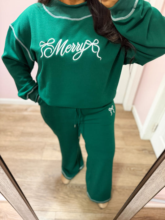Merry Script Embroidered Lounge Set