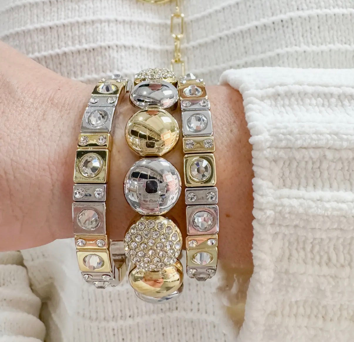 Mixed Metal Stretch Bracelet