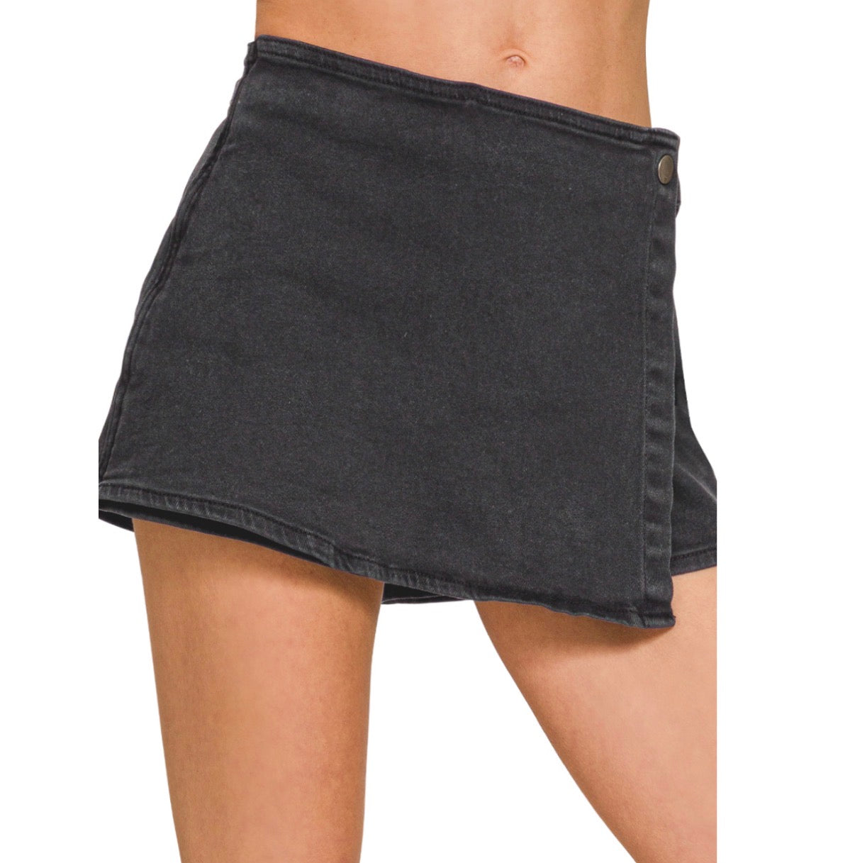 Make Plans Washed Denim Skort