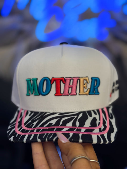“MOTHER” Embroidered Zebra Bill Hat