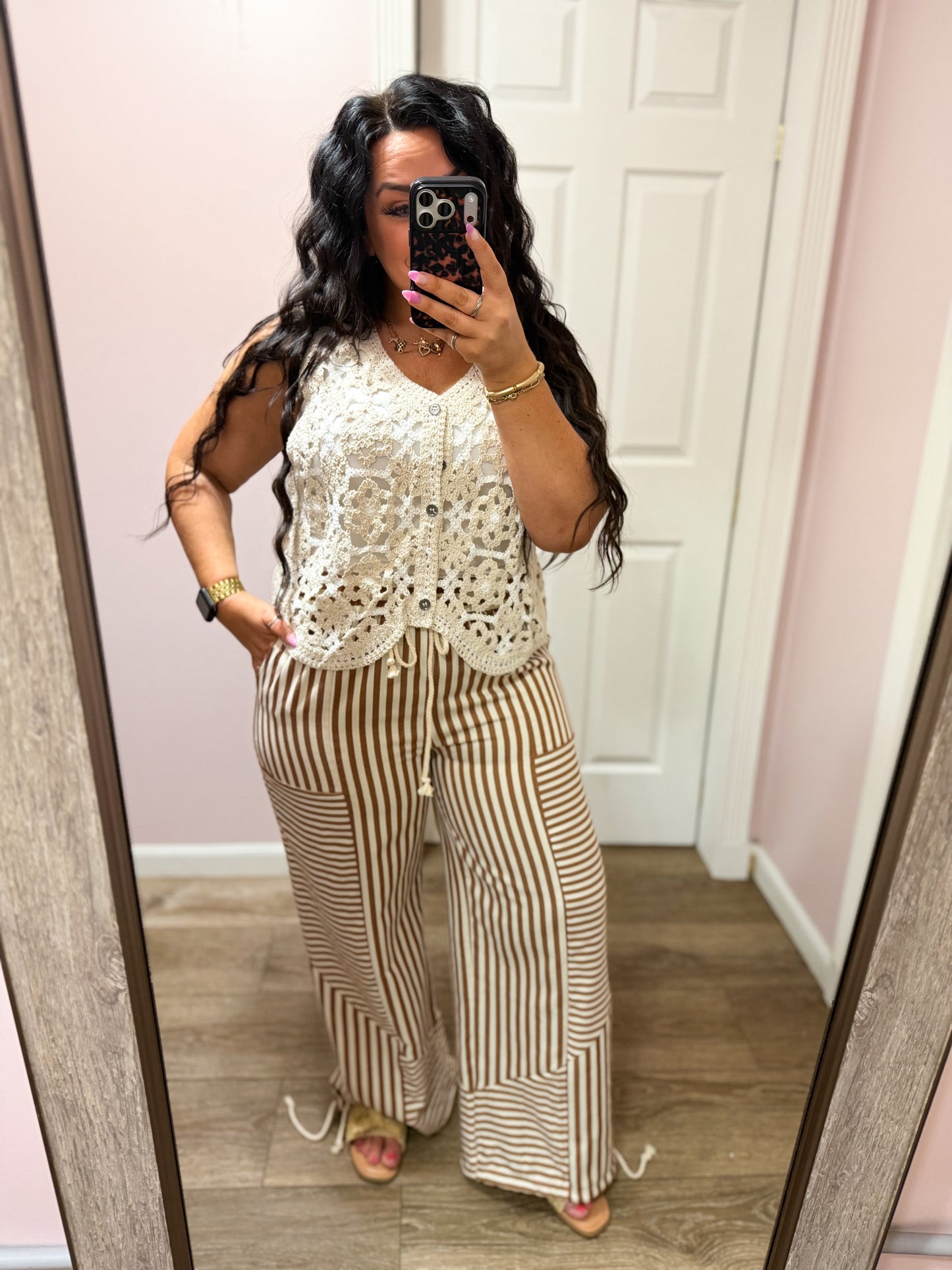Straight Forward Mixed Stripe Pants, Toffee