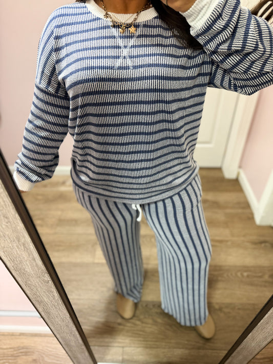 Pick Up Game Rib Striped Set, Navy