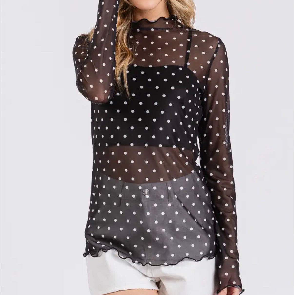 Polka Dot Mesh Top