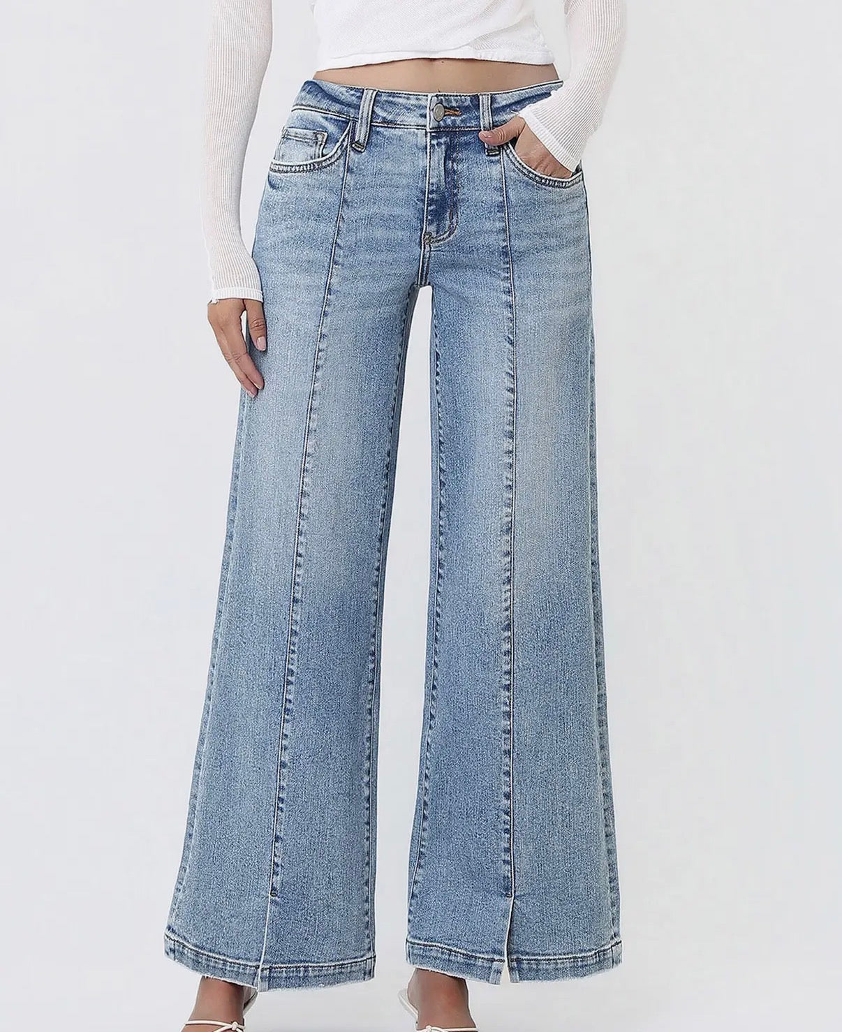 Olivia Mid Rise Wide Leg Jeans