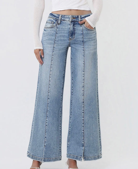 Olivia Mid Rise Wide Leg Jeans