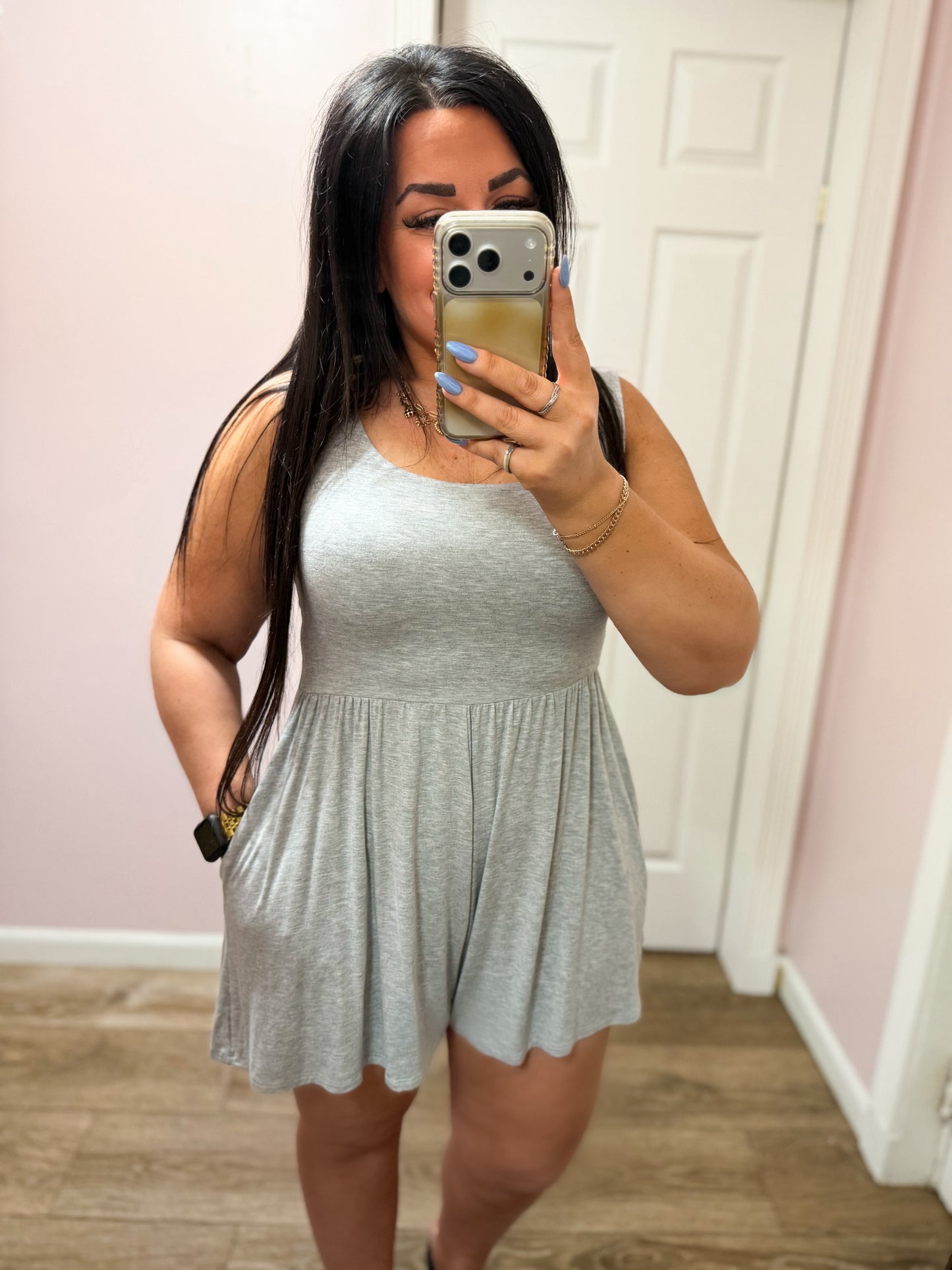 Always Around Romper, Gray