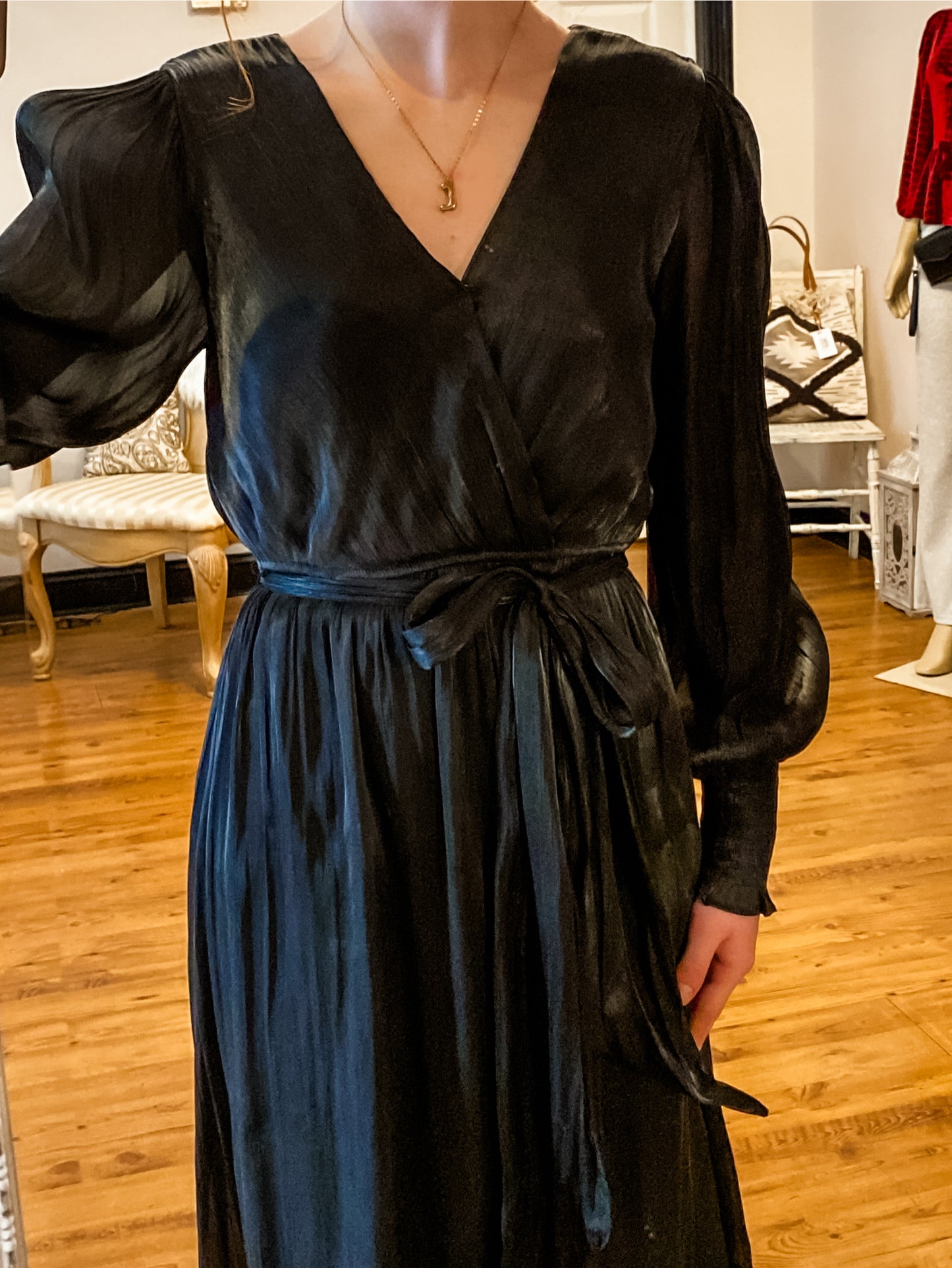 Belted Wrap Style Midi Dress