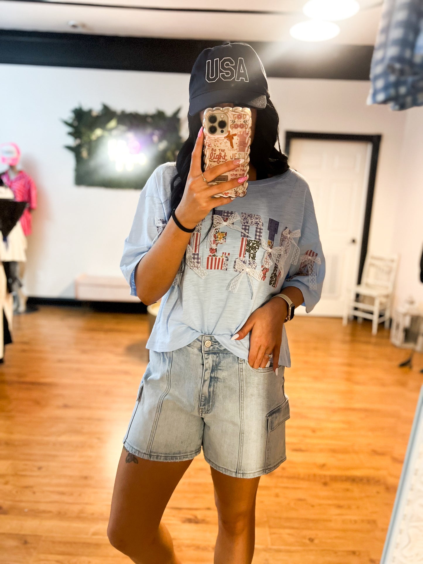 River High Rise Cargo Mom Shorts