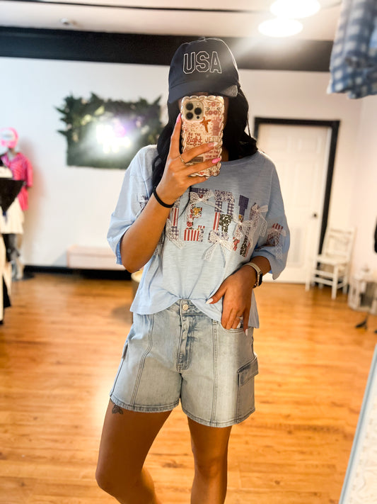 River High Rise Cargo Mom Shorts