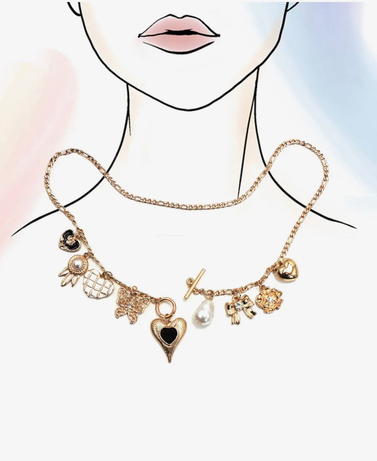 Toggle Clasp Charm Necklace