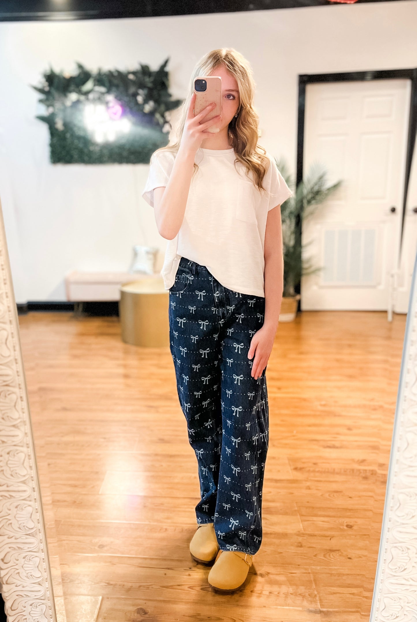 Just Right Bow Print Jean