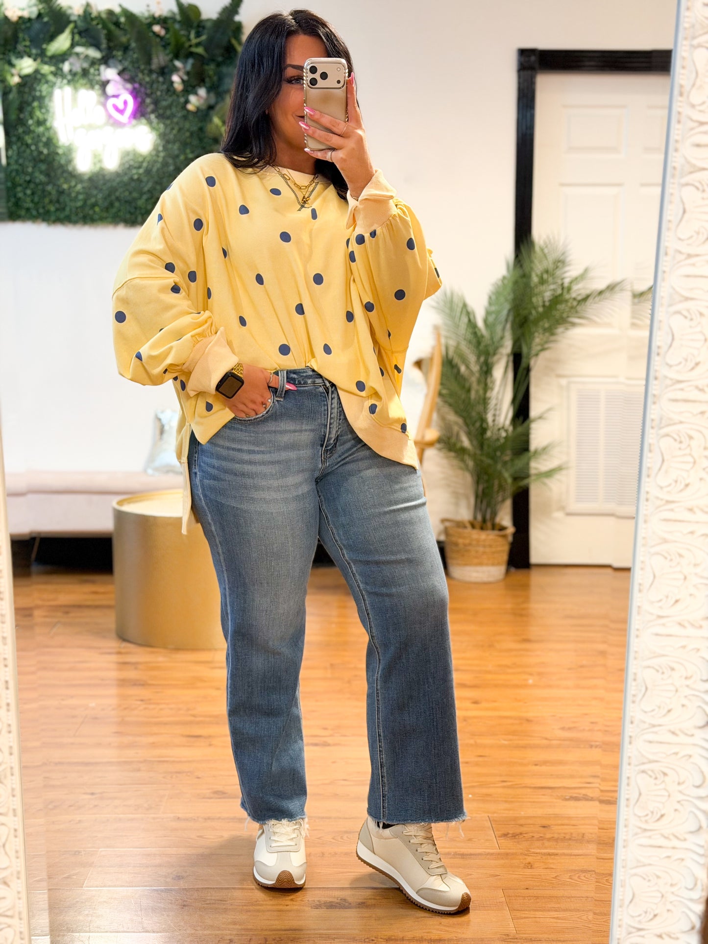 Whimsical Charm Polka Dot Sweatshirt