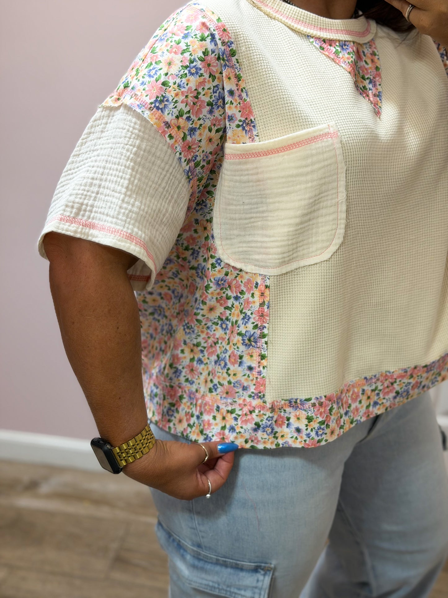 Multi Texture Floral Top