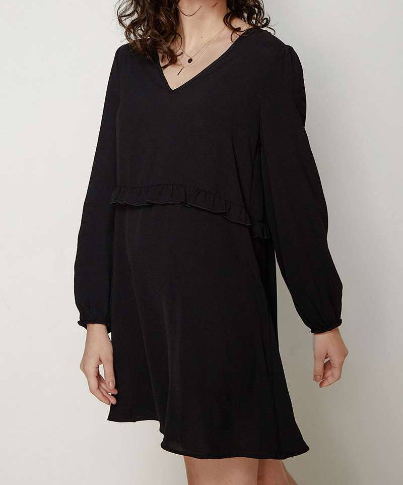 Ruffled Waistline Tie Back Dress
