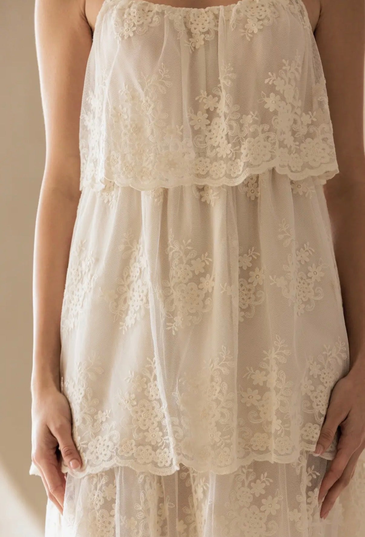 Sunset Breeze Floral Tiered Lace Dress