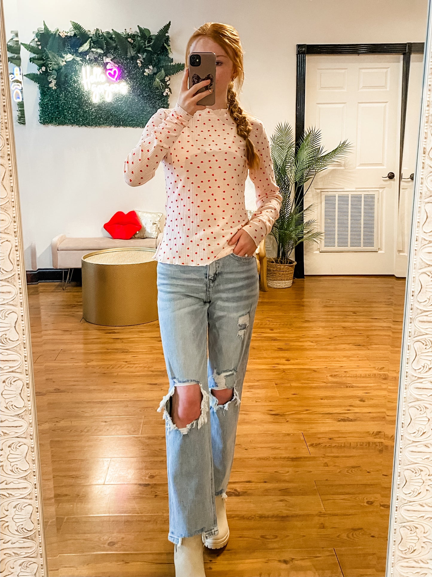 Dainty Heart Knit Top