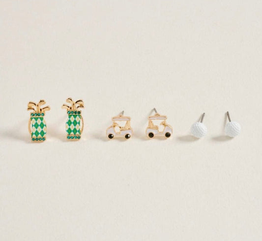 Golf Stud Earring Set