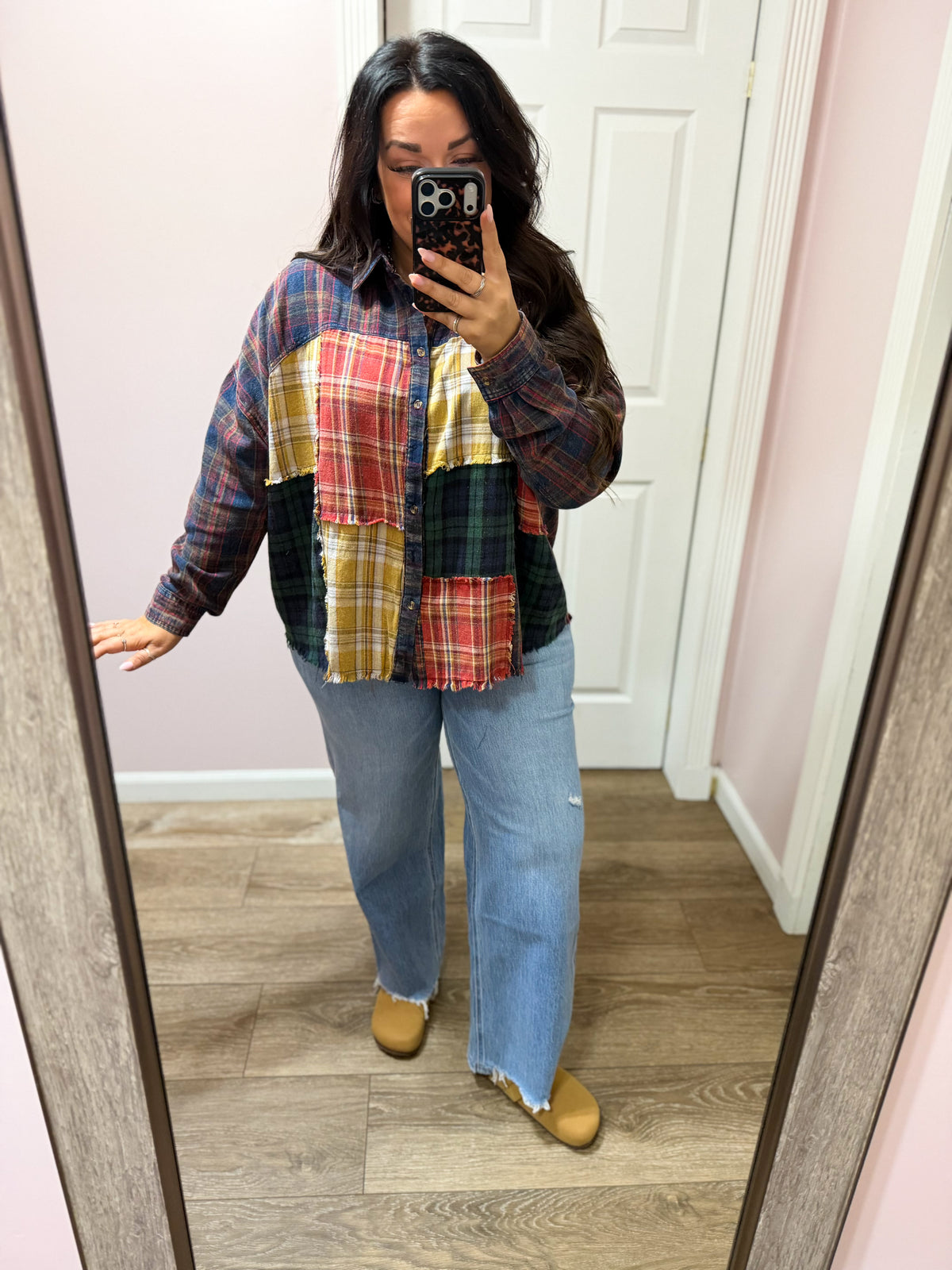 Plaid Patchwork Button Down