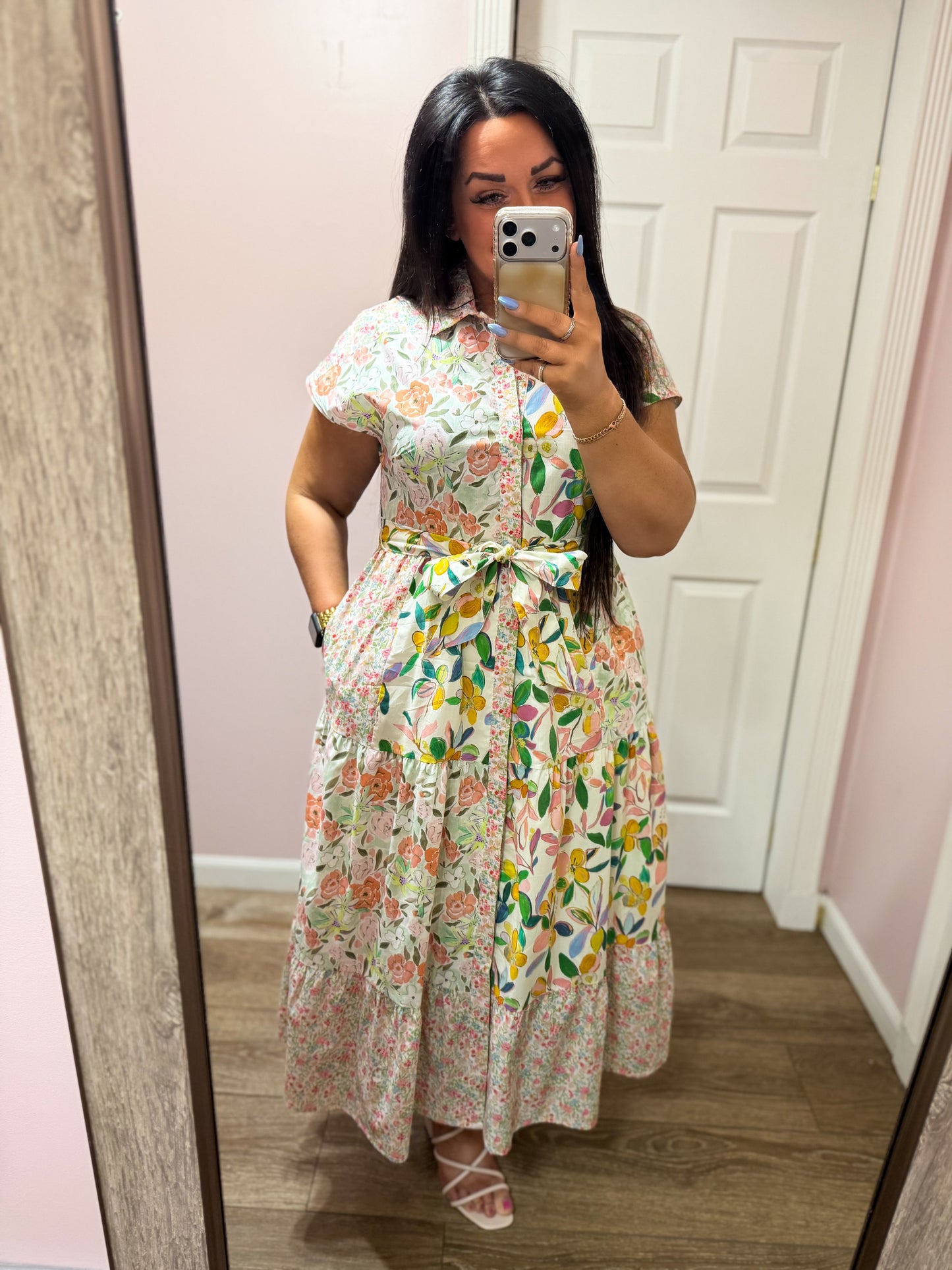 Mixed Floral Midi Dress