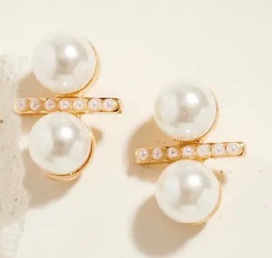 Pearl Pave Post Earrings