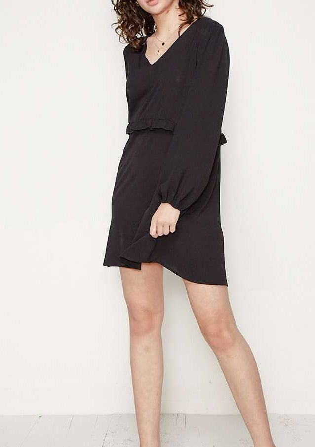 Ruffled Waistline Tie Back Dress