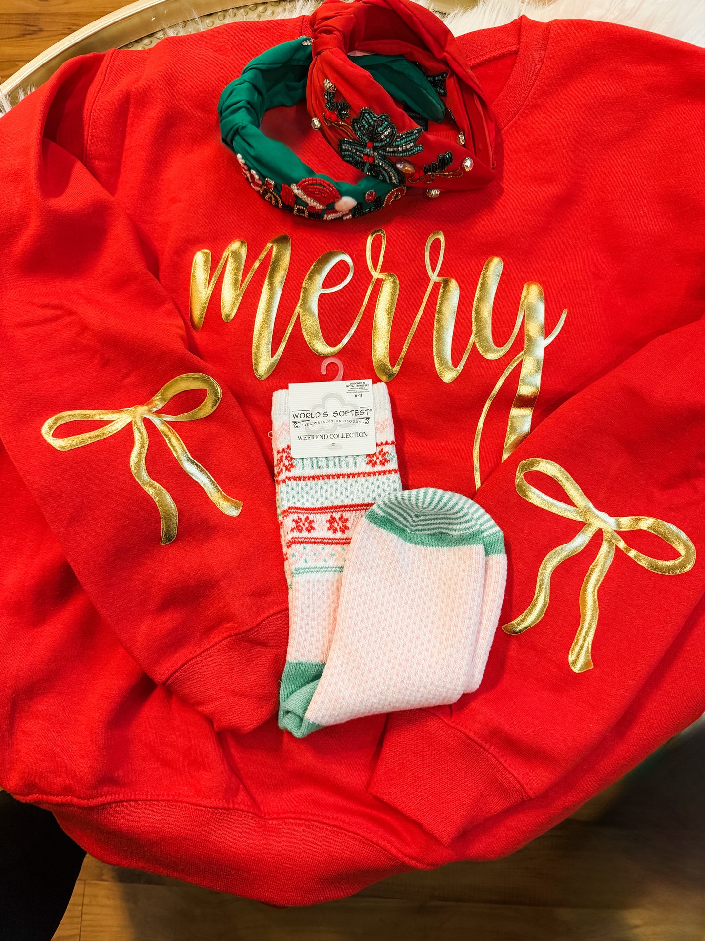 Metallic Merry & Bow Crewneck