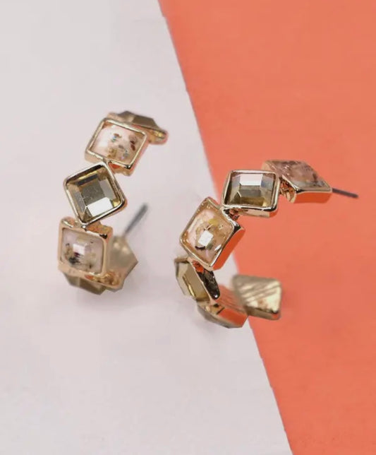 Mixed Stone Hoop Earrings