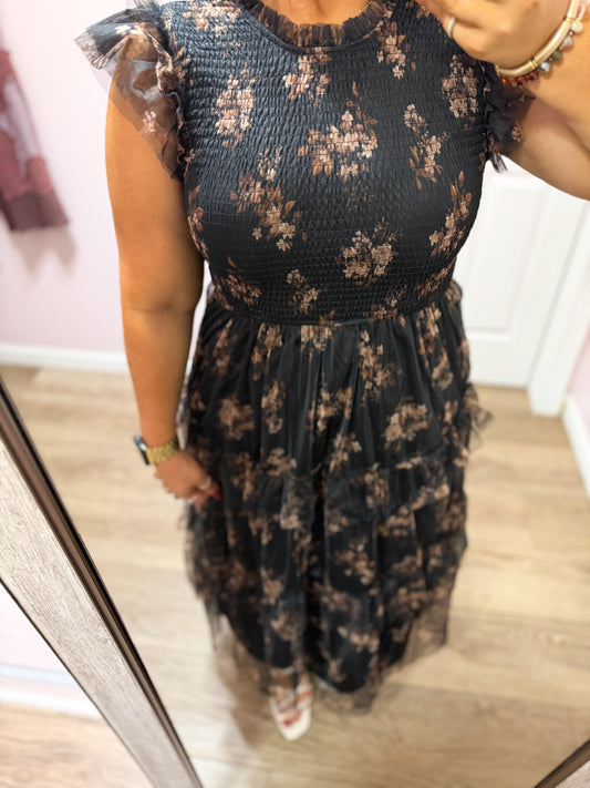 Smocked Ruffle Tiered Dress