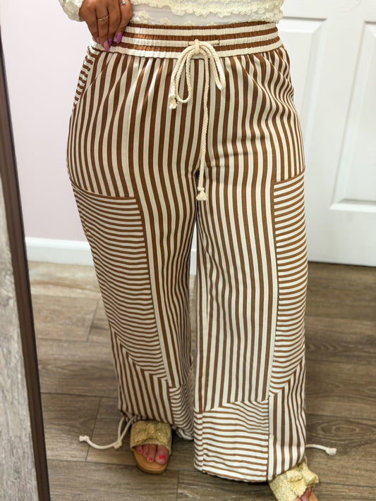 Straight Forward Mixed Stripe Pants, Toffee