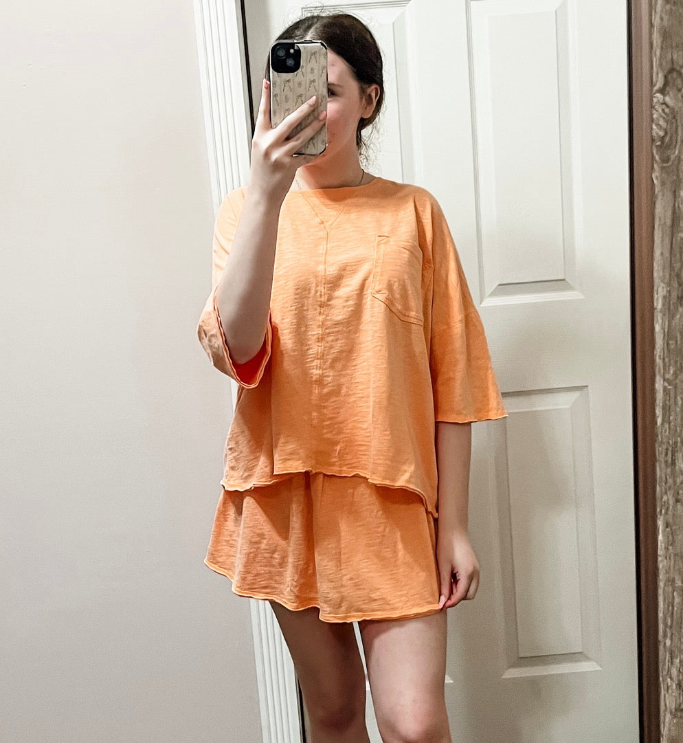 Lived-In Vibe Skort Set, Orange