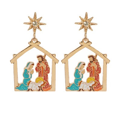 Enamel Nativity Earrings