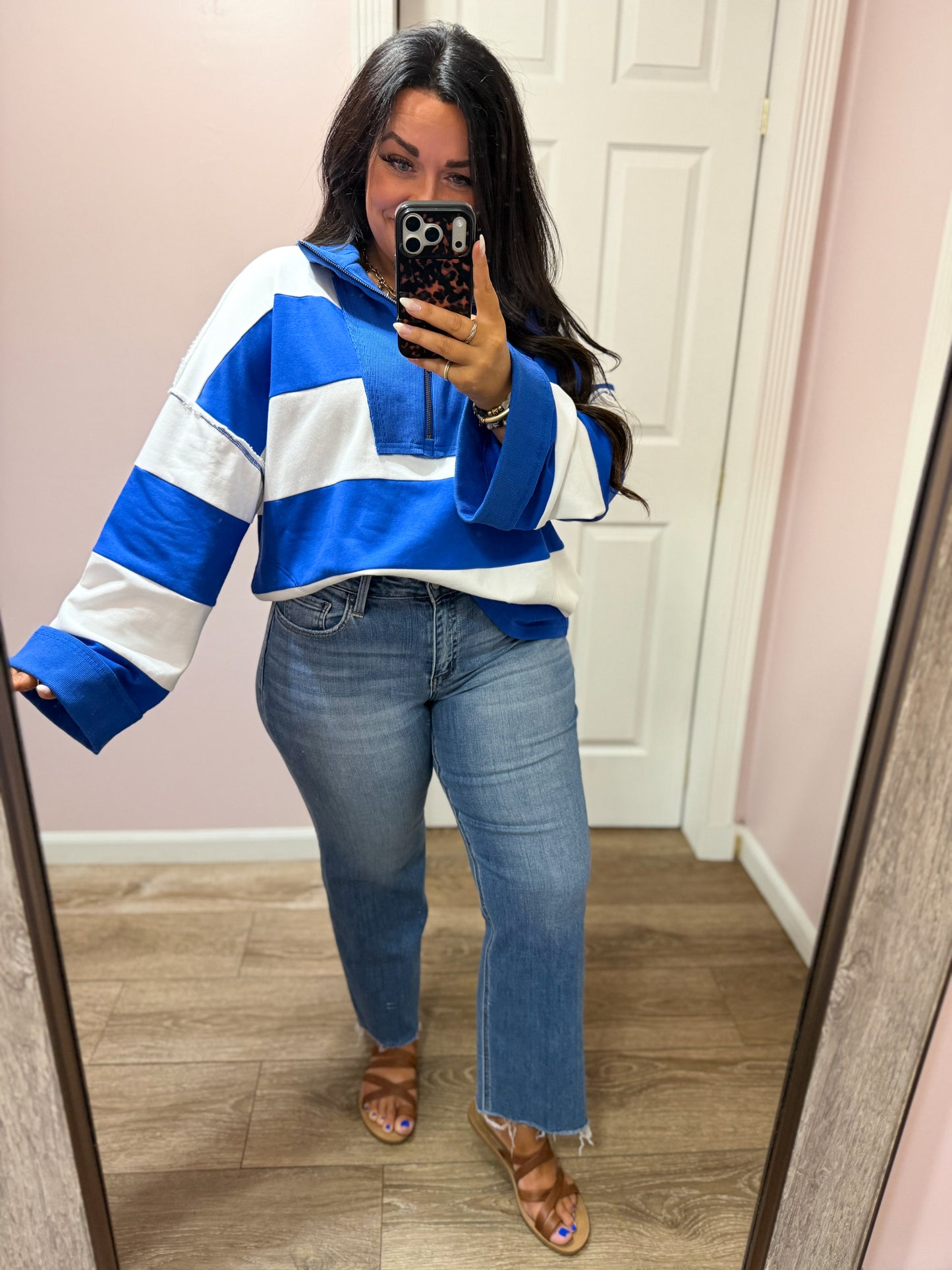 Varsity Stripe Quarter Zip Pullover
