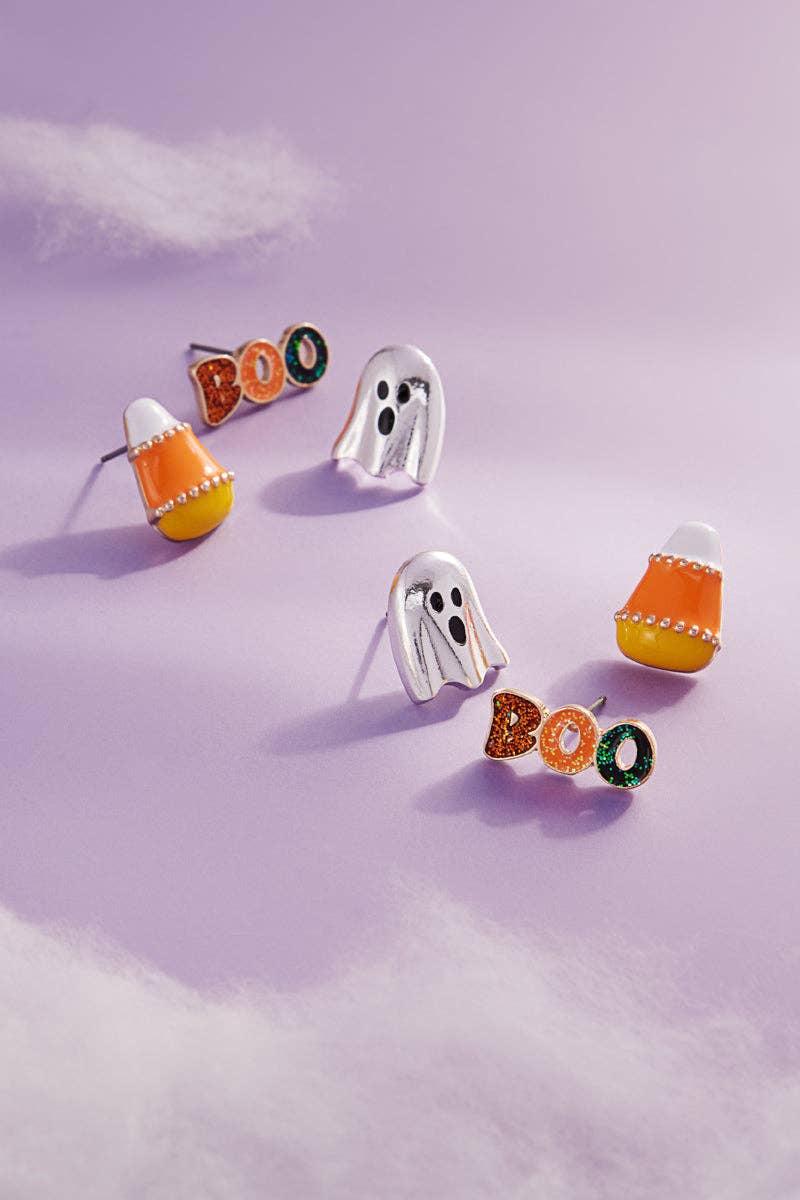 Boo Ghost Candy Corn Earring Set