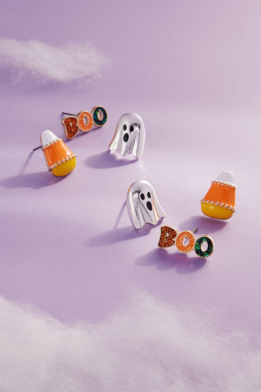 Boo Ghost Candy Corn Earring Set