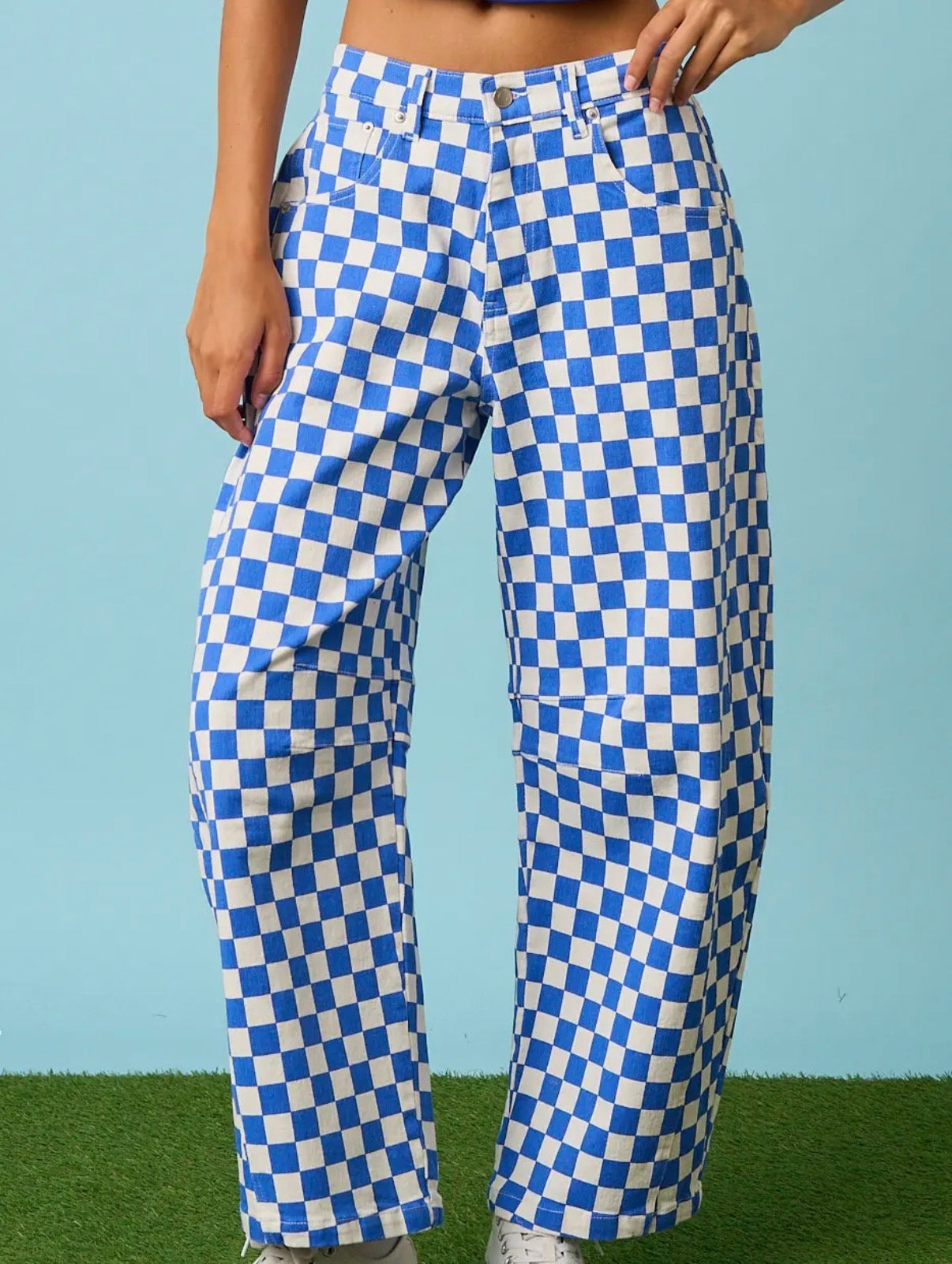 Checkered Barrel Pants