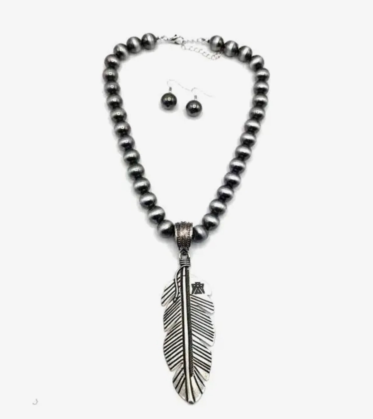 Feather Pendant Navajo Pearl Necklace