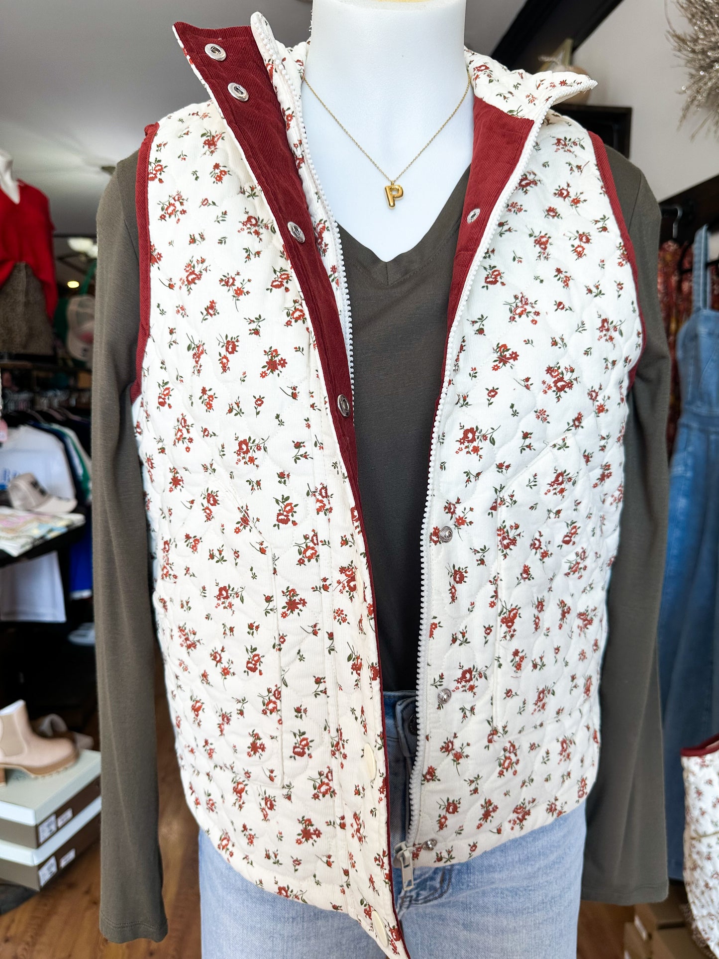 Floral Quilted Vest