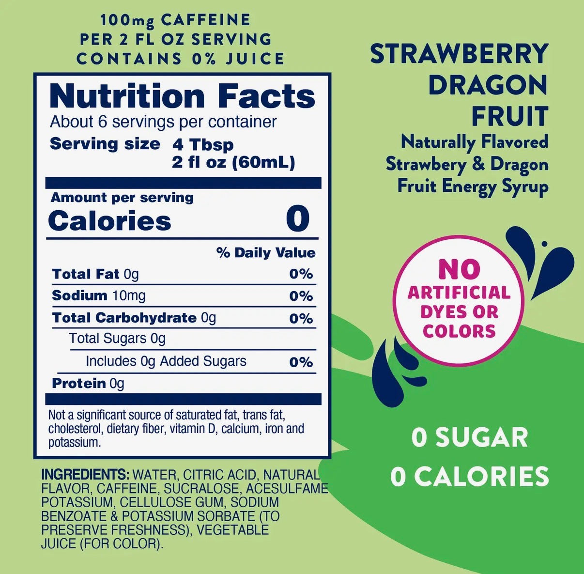 Sugar Free Strawberry Dragon Fruit Energy Syrup